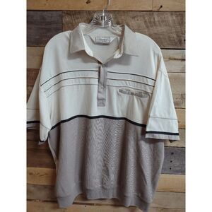 VTG Classics by Palmland Men's XL Short Sleeve Polo Tan / Cream Banded Waist